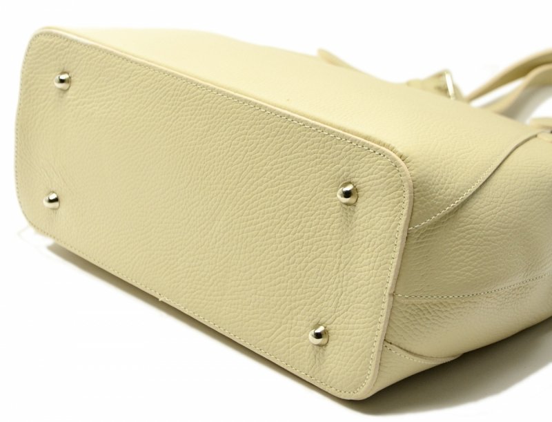 TOREBKA skóra beżowa MIKO skórzana damska jasny beż