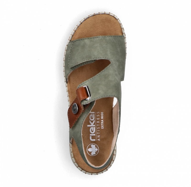 Sandałki zielone 37 RIEKER 66280 płaskie damskie