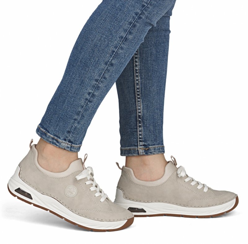Sneakersy 37 RIEKER 44562 beżowe damskie półbuty beż