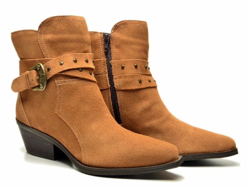 Botki 41 BOTTERO 347707 skóra kowbojki brązowe skórzane zamsz brąz