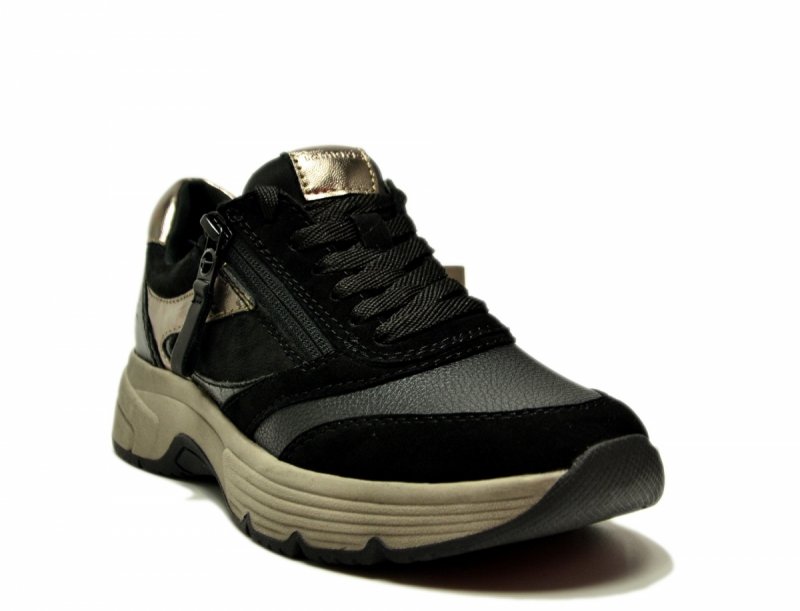 Półbuty 38 TAMARIS 83705 skóra sneakersy czarne skórzane haluksy