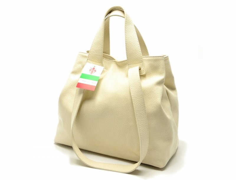 TOREBKA skóra MIKO skórzana jasny beż beżowa 