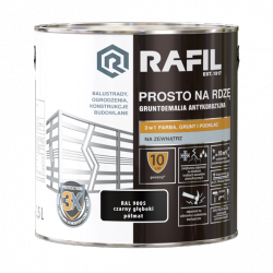 Rafil Na Rdzę 2,5L CZARNY RAL9005 PÓŁMAT farba szybkoschnąca antykorozyjna gruntoemalia do stali żeliwa