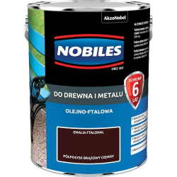 Nobiles olejna 5L BRĄZ-OWY CIEMNY brązowa Ftalonal farba olejno-ftalowa drewna metalu betonu emalia