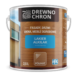 Drewnochron Lakier Alkilak PÓŁMAT 2,5L BEZBARWNY do drewna Wodoodporny zewnętrzny ftalowy