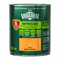 Vidaron Impregnat 0,7L V04 Orzech Włoski do drewna powłokotwórczy ochronny ogrodzeń altan elewacji ochronny