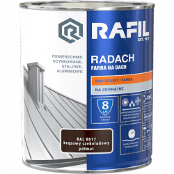Radach 0,75L BRĄZ-OWY Czekoladowy RAL8017 PÓŁMAT farba na dach Rafil  ocynk stal aluminium 