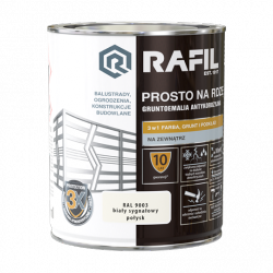 Rafil Na Rdzę 0,75L BIAŁY RAL9003 POŁYSK farba szybkoschnąca antykorozyjna gruntoemalia do stali żeliwa