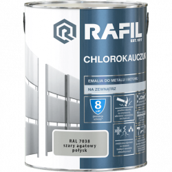 Rafil Chlorokauczuk 5L Szary Agatowy RAL7038 szara farba metalu betonu emalia chlorokauczukowa 
