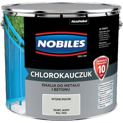 Chlorokauczuk 10L RAL7035 SZARY JASNY Nobiles farba do metalu betonu szara emalia stali żeliwa