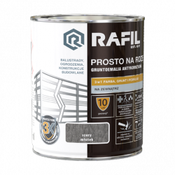 Rafil Na Rdzę 0,75L SZARY STALOWY MŁOTKOWY farba szybkoschnąca antykorozyjna gruntoemalia do stali żeliwa