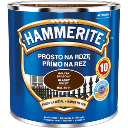 Hammerite Na Rdzę 0,25L BRĄZ-OWY RAL8011 POŁYSK hamerite farba szybkoschnąca antykorozyjna gruntoemalia