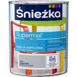 Śnieżka Emalia Akrylowa 0,8L PLATYNOWY A351 POŁYSK SATYNOWY Farba Supermal