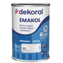 Dekoral Olejna 0,9L BIAŁY emakol alkidowa emalia farba drewna metalu połysk biała