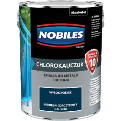 Chlorokauczuk 5L RAL5010 NIEBIESKI GORCZYCOWY Nobiles farba metalu betonu emalia stali żeliwa