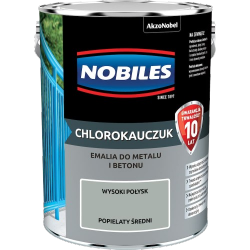 Chlorokauczuk 5L POPIELATY ŚREDNI Nobiles farba metalu betonu emalia szary stali żeliwa
