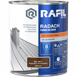 Radach 0,75L BRĄZ-OWY Orzech RAL8011 PÓŁMAT farba na dach Rafil orzechowy  ocynk stal aluminium 