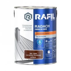 Radach 5L Czerwony Tlenkowy RAL3009 PÓŁMAT farba na dach Rafil ocynk stal aluminium 