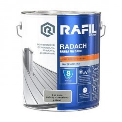 Radach 10L Srebrny Aluminiowy RAL9006 PÓŁMAT farba na dach Rafil ocynk stal aluminium 