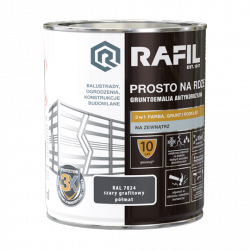 Rafil Na Rdzę 0,75L SZARY GRAFIT-OWY RAL7024 PÓŁMAT farba szybkoschnąca antykorozyjna gruntoemalia do stali żeliwa