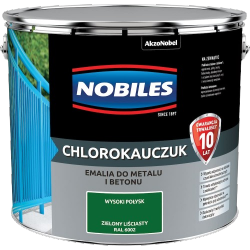 Chlorokauczuk 10L RAL6002 ZIELONY LIŚCIASTY Nobiles farba do metalu betonu stali żeliwa