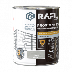 Rafil Na Rdzę 0,75L SREBRNY POŁYSK farba szybkoschnąca antykorozyjna gruntoemalia do stali żeliwa