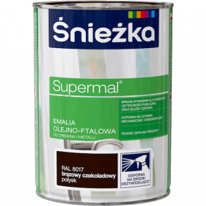Śnieżka Olejna BRĄZ-OWY CZEKOLADOWY RAL8017 brązowa 0,8L Supermal farba olejno-ftalowa drewna metalu emalia połysk