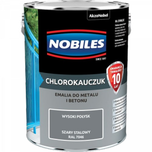 Chlorokauczuk 5L RAL7046 SZARY STALOWY Nobiles farba metalu betonu emalia stali żeliwa