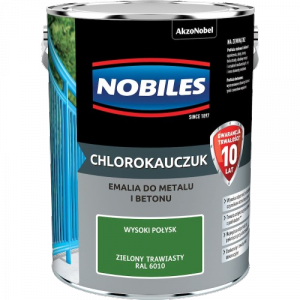 Chlorokauczuk 5L RAL6010 ZIELONY TRAWIASTY Nobiles farba do metalu betonu stali żeliwa
