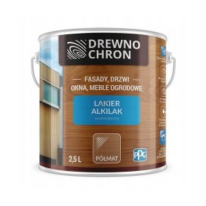 Drewnochron Lakier Alkilak PÓŁMAT 2,5L BEZBARWNY do drewna Wodoodporny zewnętrzny ftalowy