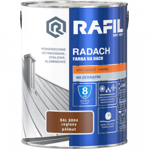 Radach 5L Ceglany RAL8004 PÓŁMAT farba na dach Rafil ocynk stal aluminium 
