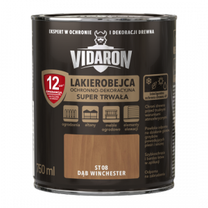 Vidaron SUPER TRWAŁA Lakierobejca 0,75L ST08 Dąb Winchester do drewna 2w1 wodna szybkoschnąca