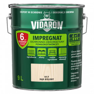 Vidaron Impregnat 9L V17 Dąb Bielony do drewna powłokotwórczy ochronny ogrodzeń altan elewacji ochronny