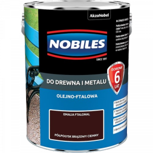 Nobiles olejna 5L BRĄZ-OWY CIEMNY brązowa Ftalonal farba olejno-ftalowa drewna metalu betonu emalia