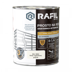 Rafil Na Rdzę 0,75L BIAŁY RAL9003 POŁYSK farba szybkoschnąca antykorozyjna gruntoemalia do stali żeliwa