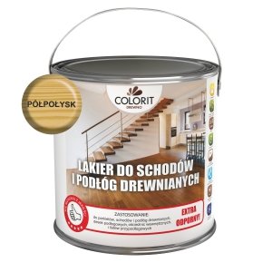Lakier Schodów Podłóg Drewna Szybkoschnący Wodny 2,5L PÓŁPOŁYSK BEZBARWNY Colorit