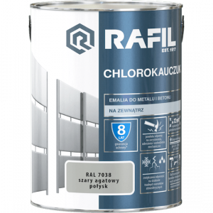 Rafil Chlorokauczuk 5L Szary Agatowy RAL7038 szara farba metalu betonu emalia chlorokauczukowa 