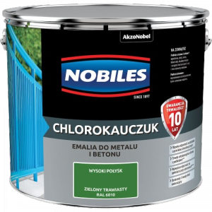 Chlorokauczuk 10L RAL6010 ZIELONY TRAWIASTY Nobiles farba do metalu betonu stali żeliwa