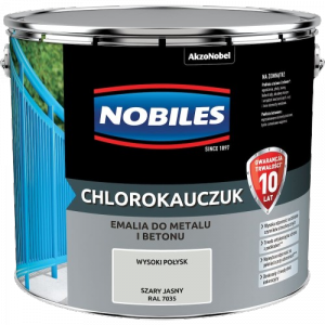 Chlorokauczuk 10L RAL7035 SZARY JASNY Nobiles farba do metalu betonu szara emalia stali żeliwa