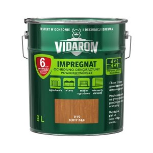 Vidaron Impregnat 9L V19 Złoty Dąb do drewna powłokotwórczy ochronny ogrodzeń altan elewacji ochronny