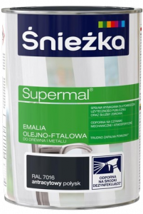 Śnieżka Olejna ANTRACYT-OWY RAL7016 szary 5L Supermal farba olejno-ftalowa drewna metalu emalia  połysk