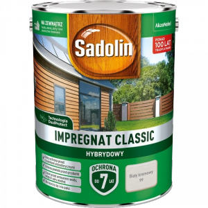 Sadolin Classic impregnat 4,5L BIAŁY KREMOWY 99 do drewna clasic Hybrydowy płotów altanek fasad