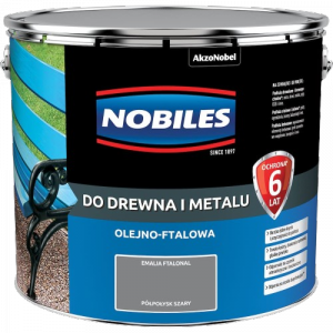 Nobiles olejna 10L SZARY Ftalonal farba olejno-ftalowa drewna metalu betonu emalia
