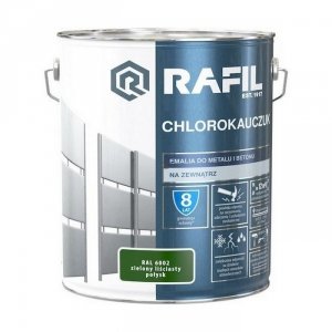 Rafil Chlorokauczuk 10L Zielony Liściasty RAL6002 zielona farba metalu betonu emalia chlorokauczukowa