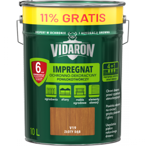 Vidaron Impregnat 9L + 1L V19 Złoty Dąb do drewna powłokotwórczy ochronny ogrodzeń altan elewacji ochronny