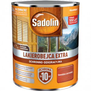 Sadolin Extra lakierobejca 0,75L CZERWIEŃ SZWEDZKA 98 PÓŁMAT do drewna fasad domków okien drzwi