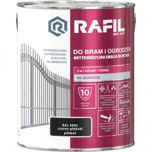 Rafil 3L Bram Ogrodzeń Czarny RAL9005 PÓŁMAT farba ocynk stal aluminium bramy ogrodzenia do Głęboki