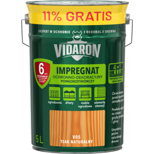 Vidaron Impregnat 4,5L + 0,5L V05 Teak Naturalny tik tek do drewna powłokotwórczy ochronny ogrodzeń altan elewacji ochronny