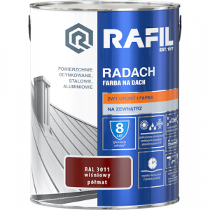 Radach 5L Wiśniowy RAL3011 PÓŁMAT farba na dach Rafil ocynk stal aluminium 
