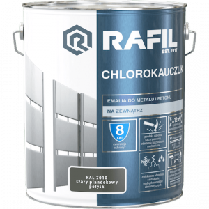 Rafil Chlorokauczuk 10L Szary Plandekowy RAL7010 szara farba metalu betonu emalia chlorokauczukowa